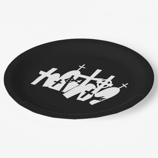 Assiettes En Carton Graveyard Zombie (Angle)