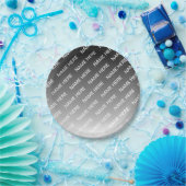 Assiettes En Carton Gray (changeable color) Ombre & Text Pattern (Fête)