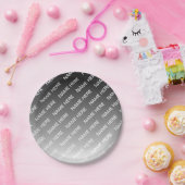 Assiettes En Carton Gray (changeable color) Ombre & Text Pattern (Fête)