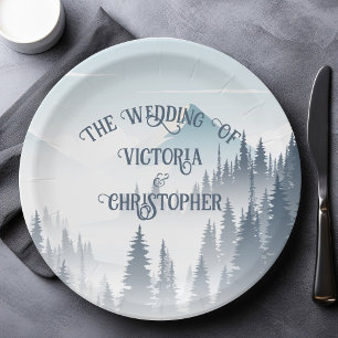 Assiettes En Carton Gray Mountain Wilderness Winter Wedding Custom