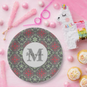 Assiettes En Carton Gray Nordic Flocon de neige Motif Monogramme d'hiv (Fête)