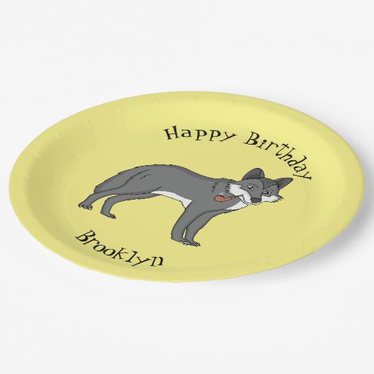 Assiettes En Carton Gray wolf with pipe cartoon (Angle)