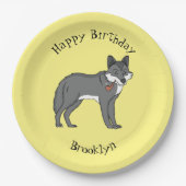 Assiettes En Carton Gray wolf with pipe cartoon (Devant)