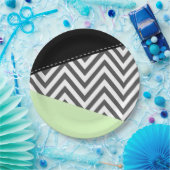 Assiettes En Carton Gray Zigzag, Gray Chevron, Zigzag Pattern, Mint (Fête)