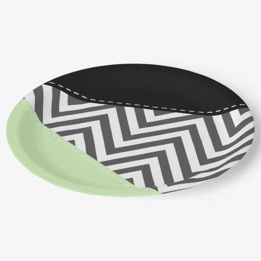 Assiettes En Carton Gray Zigzag, Gray Chevron, Zigzag Pattern, Mint (Angle)