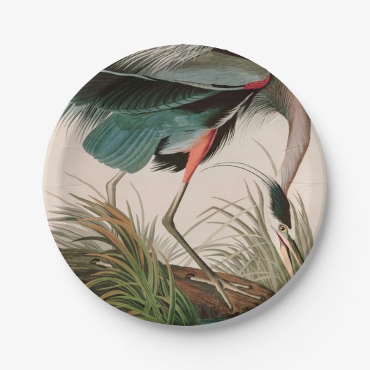 Assiettes En Carton Great Blue Heron Birds of America Audubon Imprimer (Devant)