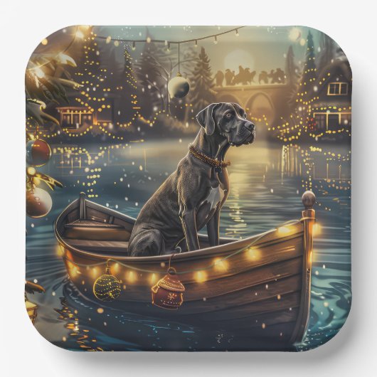 Assiettes En Carton Great Dane Christmas Festive Voyage (Recto)
