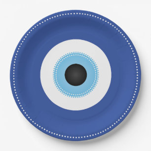 Assiettes En Carton Grec Mal Eye Bleu