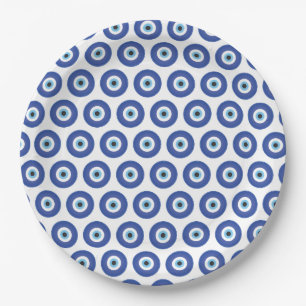 Assiettes En Carton Grec Mal Eye Bleu