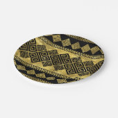 Assiettes En Carton Grec Meander - Clé grecque Noir et or (Angle)