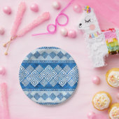 Assiettes En Carton Grec Meander - Clé grecque Pierres et perles bleue (Fête)