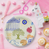 Assiettes En Carton Greece Vacation Minimalism (Fête)