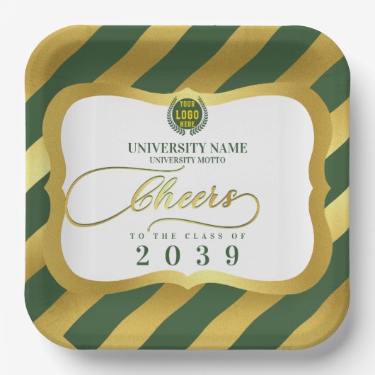 Assiettes En Carton Green 2 School College University Graduation Day (Recto)