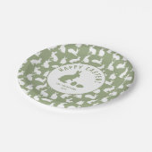 Assiettes En Carton Green And White Bunny Pattern Happy Easter (Angle)