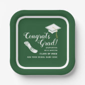 Assiettes En Carton Green and White Congrats Grad Class of 2025 (Recto)