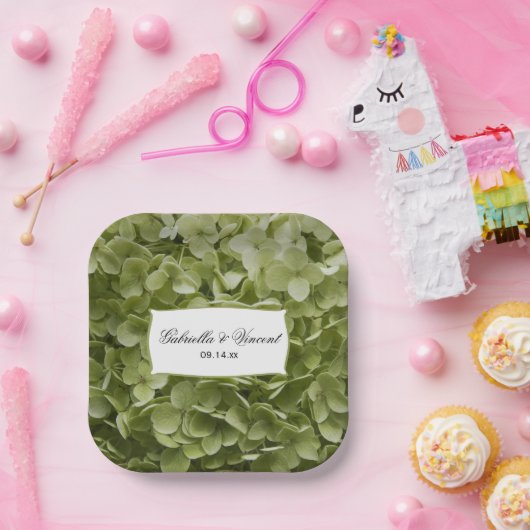 Assiettes En Carton Green Annabelle Hydrangea Mariage (Fête)