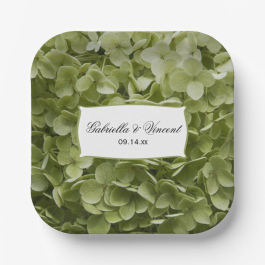 Assiettes En Carton Green Annabelle Hydrangea Mariage (Recto)