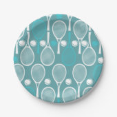 Assiettes En Carton Green Blue Tennis Racket Joueur Motif Anniversaire (Devant)