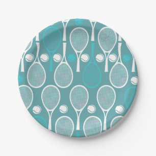 Assiettes En Carton Green Blue Tennis Racket Joueur Motif Anniversaire