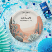 Assiettes En Carton Green Boho Leaf Desert Cactus Succulent Mariage (Fête)