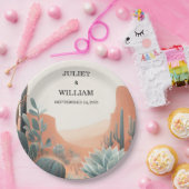 Assiettes En Carton Green Boho Leaf Desert Cactus Succulent Mariage (Fête)