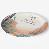 Assiettes En Carton Green Boho Leaf Desert Cactus Succulent Mariage (Angle)