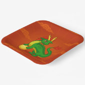 Assiettes En Carton Green Chinese Dragon on Red (Angulaire)