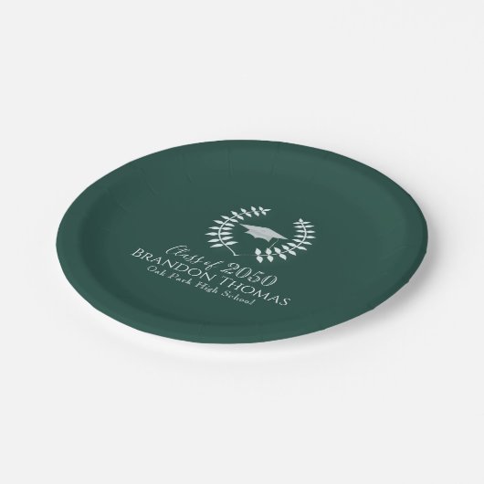 Assiettes En Carton Green Classic Graduation Party Personnalisé (Angle)