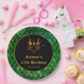 Assiettes En Carton Green Dragon Scales Gold Faux Parties scintillant  (Fête)