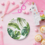 Assiettes En Carton Green Elegant Tropical Summer Palm Feuille Mariage (Fête)