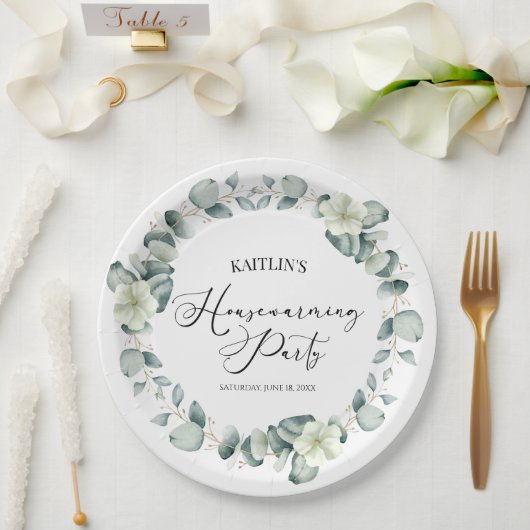 Assiettes En Carton Green Eucalyptus (Mariage)