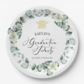 Assiettes En Carton Green Eucalyptus Botanical Graduical Party (Devant)