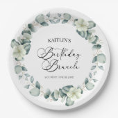 Assiettes En Carton Green Eucalyptus Feuille Botanical Birthday Brunch (Devant)