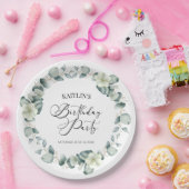 Assiettes En Carton Green Eucalyptus Feuille fête d'anniversaire (Fête)