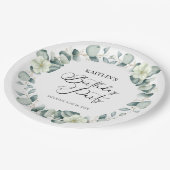 Assiettes En Carton Green Eucalyptus Feuille fête d'anniversaire (Angle)