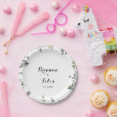 Assiettes En Carton Green Eucalyptus Foliage Délice Mariage gâteau (Fête)