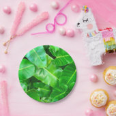 Assiettes En Carton Green feuille Palm Leaf feuillage tropical jungle (Fête)