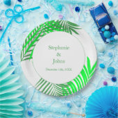 Assiettes En Carton Green Feuille Palm Tree Art Mariage élégant (Fête)