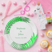 Assiettes En Carton Green Feuille Palm Tree Art Mariage élégant (Fête)