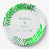 Assiettes En Carton Green Feuille Palm Tree Art Mariage élégant (Devant)