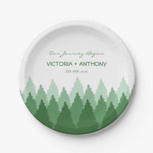 Assiettes En Carton Green Forest Range Mariage de bois (Devant)