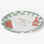 Assiettes En Carton Green Gingham Baby-Q Circular Plate (Angle)