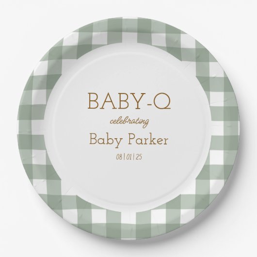 Assiettes En Carton Green Gingham Baby-Q Circular Plate 2 (Devant)