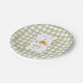 Assiettes En Carton Green Gingham Silly Goose 1st Birthday (Angle)