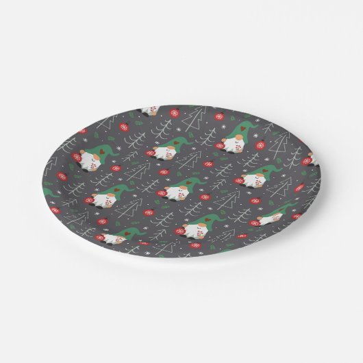 Assiettes En Carton Green Gnome Arbre de Noël Motif (Angle)