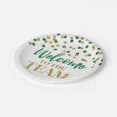 Assiettes En Carton Green Gold Confetti Bienvenue à l'équipe (Angle)