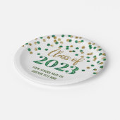 Assiettes En Carton Green Gold Confetti Graduation 2023 Plaques papier (Angle)