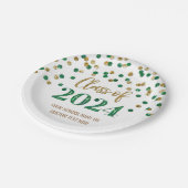 Assiettes En Carton Green Gold Confetti Graduation 2024 (Angle)