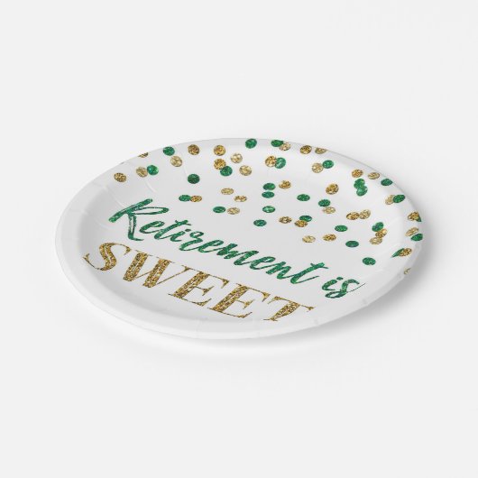 Assiettes En Carton Green Gold Confetti Retirement est doux (Angle)