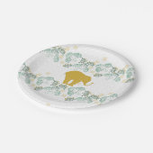 Assiettes En Carton Green & Gold Elephant Safari Jungle Zoo (Angle)